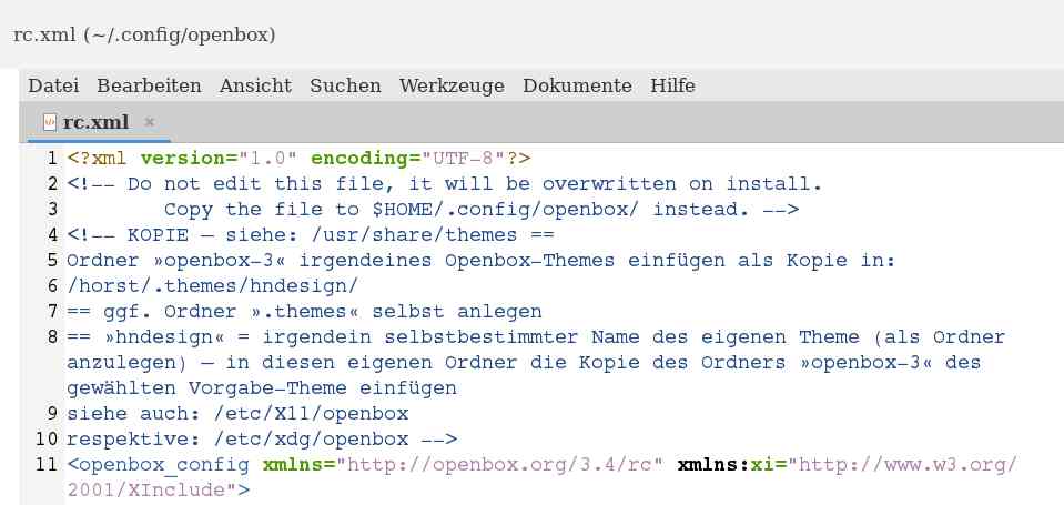 Kopf rc.xml-Datei